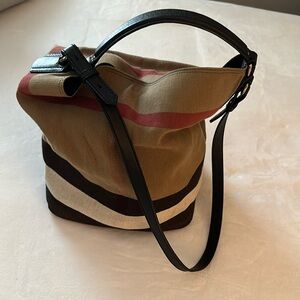 Authentic BURBERRY Ashley Canvas Hobo Bag